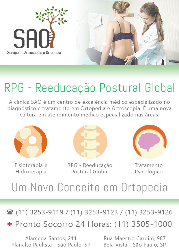 SAO Servio de Artroscopia e Ortopedia - RPG - Reeducao Postural Global no Jabaquara, So Paulo