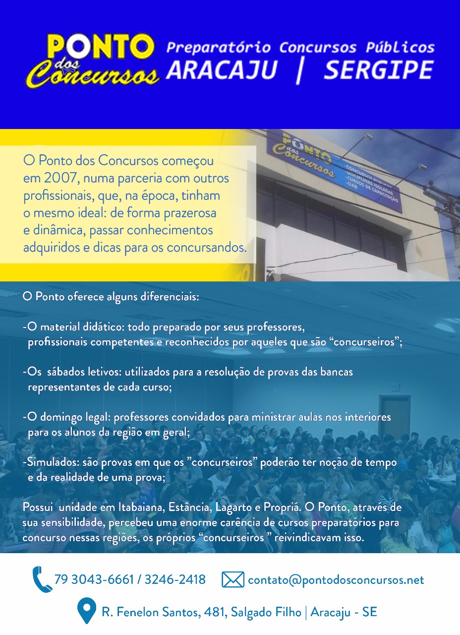 CURSO PARA CONCURSO EM ARACAJU NO SALGADO FILHO