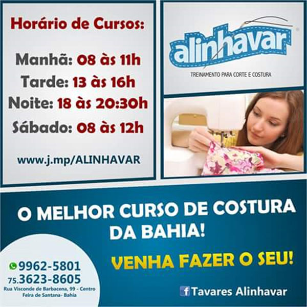 HORRIO DOS CURSOS - ALINHAVAR ESCOLA DE MODA EM FEIRA DE SANTANA